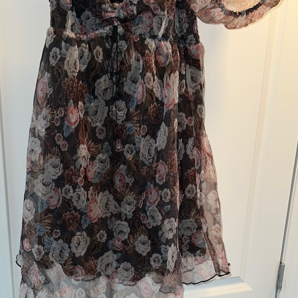 Floral Sheer Puff Sleeve Dress - Picture 4 of 11